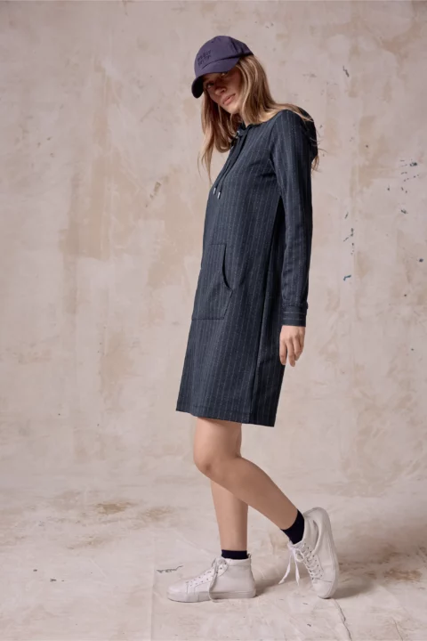 Cecil Pinstripe Navy Lurex Dress