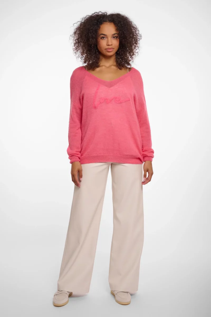 Ave V-Neck Love Embroidered Pullover - Image 3