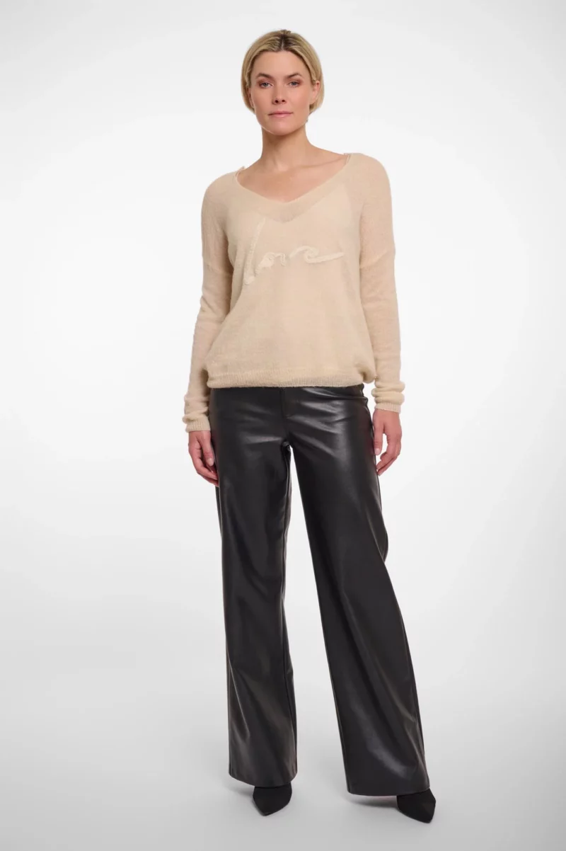 Ave V-Neck Love Embroidered Pullover - Image 4