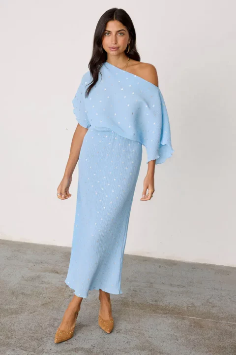 Ice Blue Plisse Tilly Dress